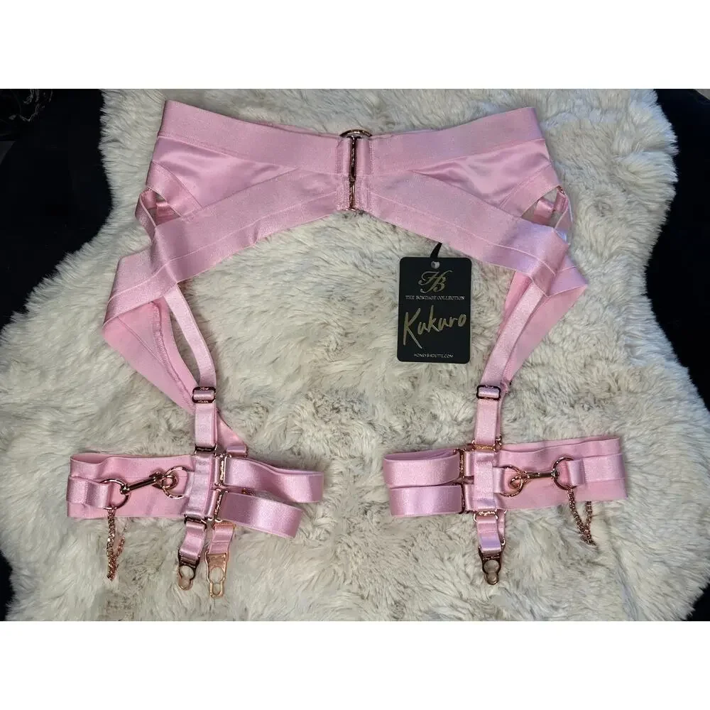 Honey Birdette KUKURO💖 Light Baby Pink Garter Suspender Belt Medium